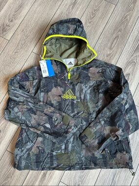 Adidas Originals Camo Jacket Pullover Q1 Olive Strata JD5417 Mens Size Large